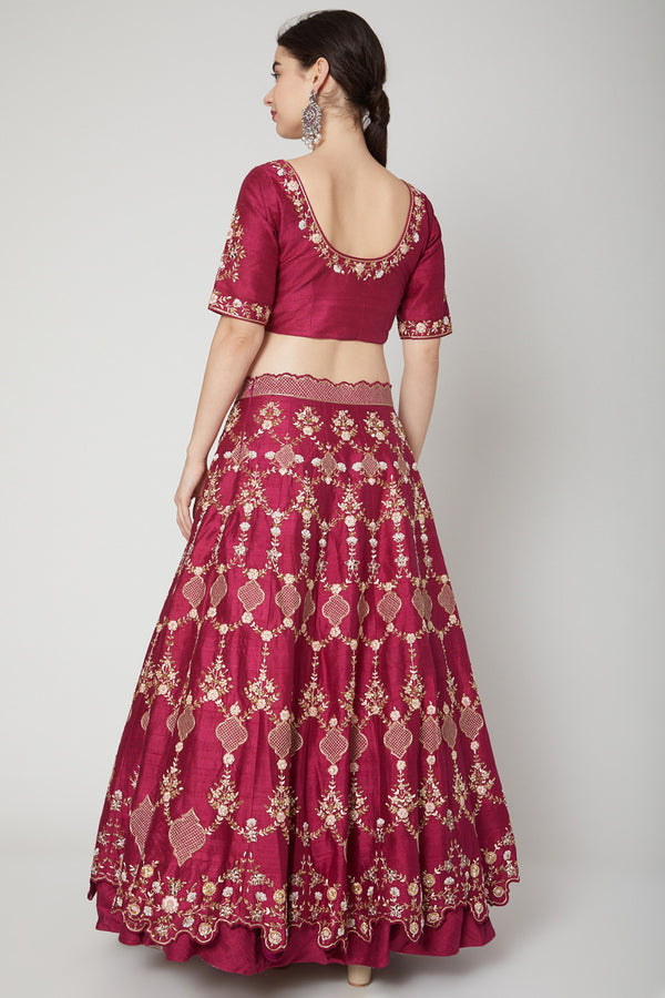 Fuchsia Embroidered Lehenga Set