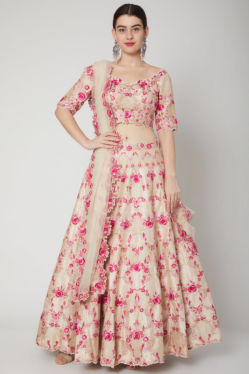 Blush Pink Embroidered Lehenga Set