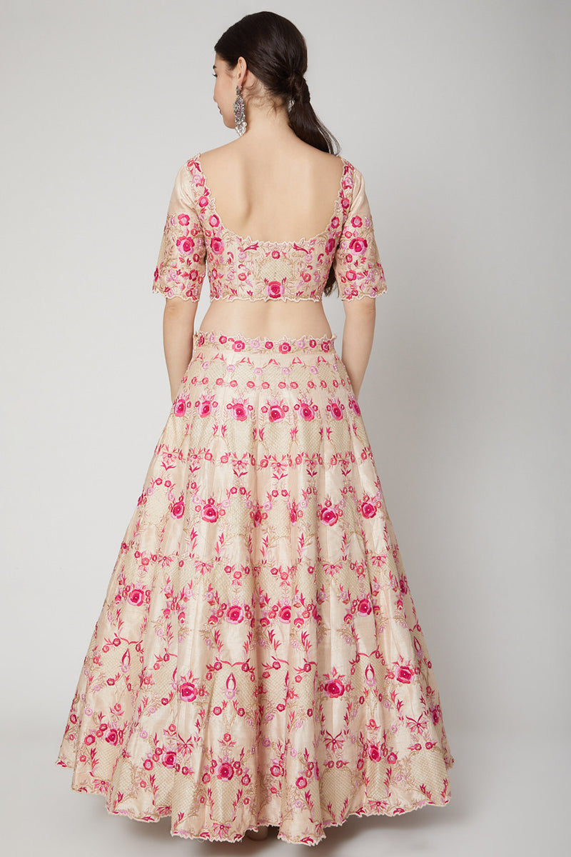 Blush Pink Embroidered Lehenga Set