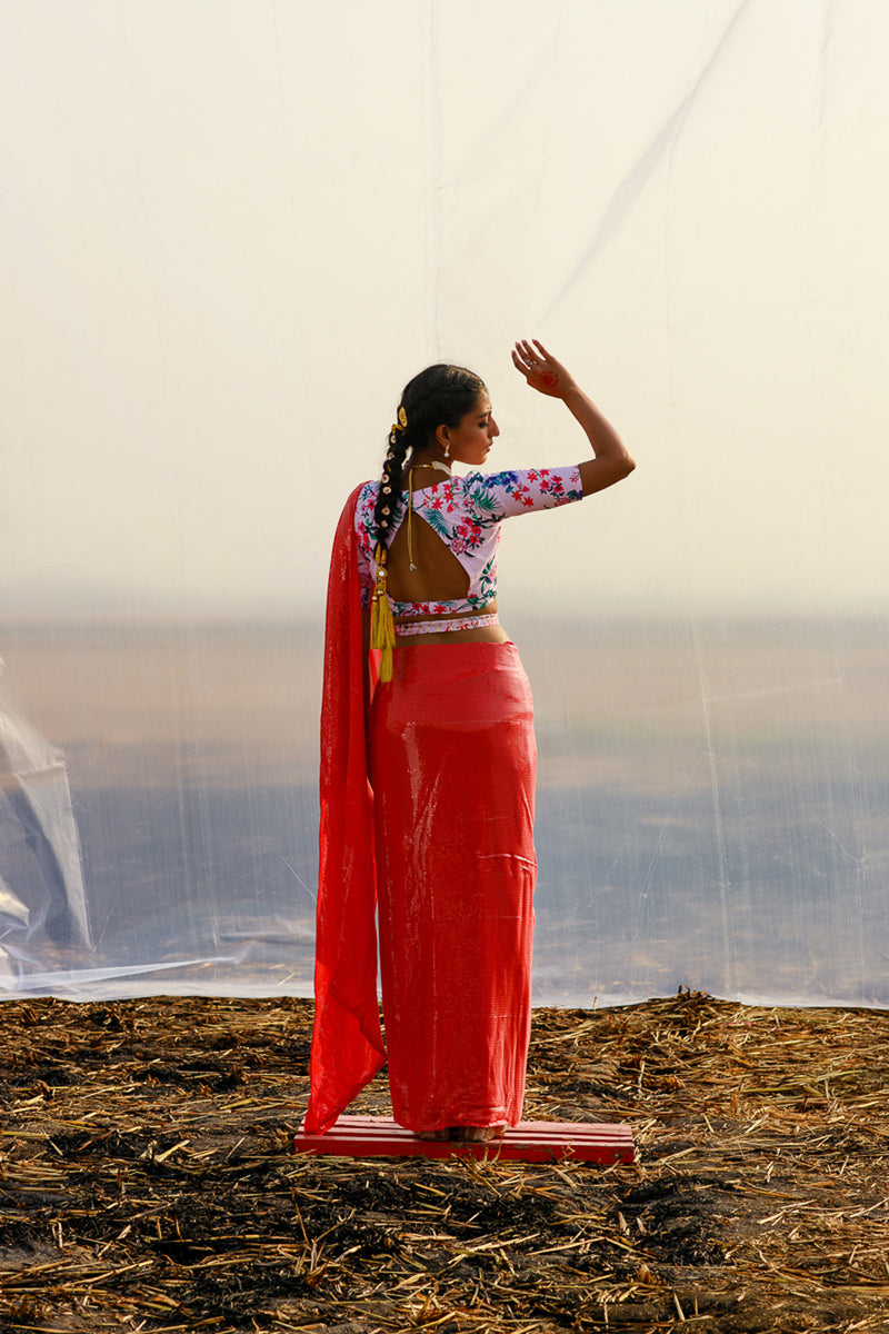 Pre-Draped saree with belt