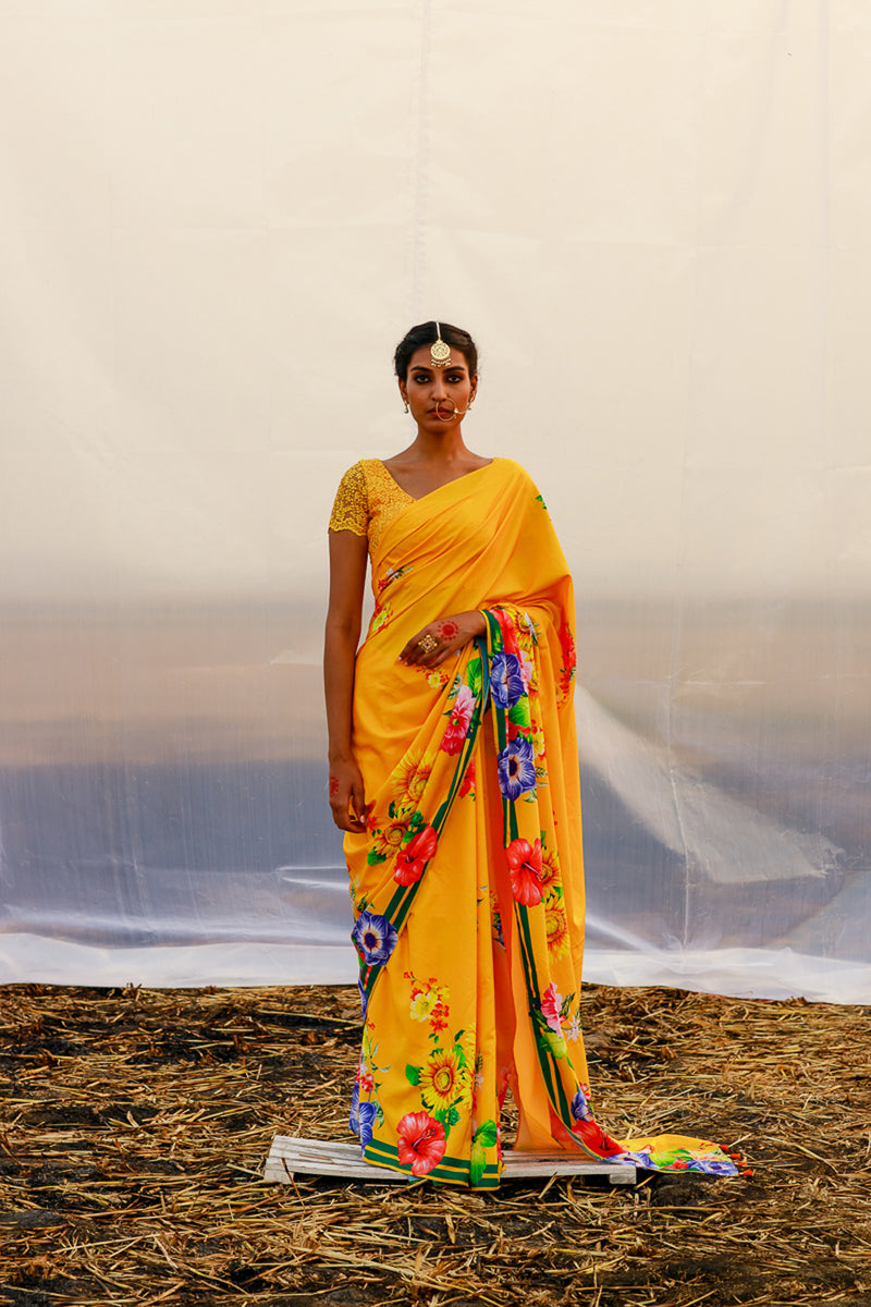 Crepe printed saree