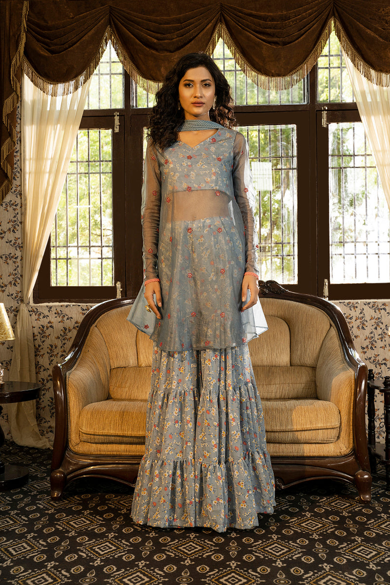 Georgette Sharara Suit with Dupatta