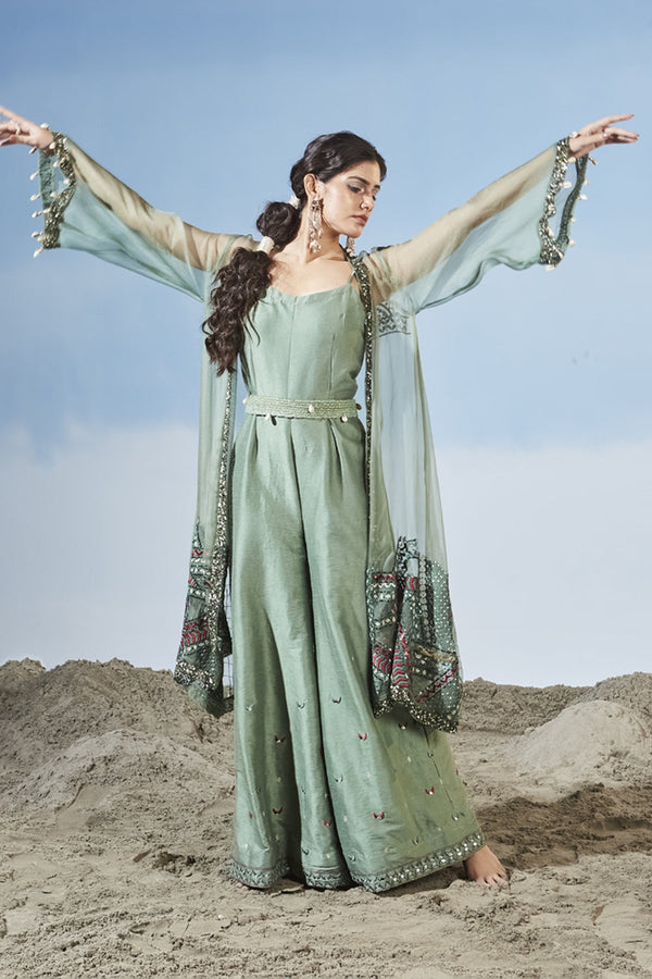 Azure Sea Jumpsuit With Cape