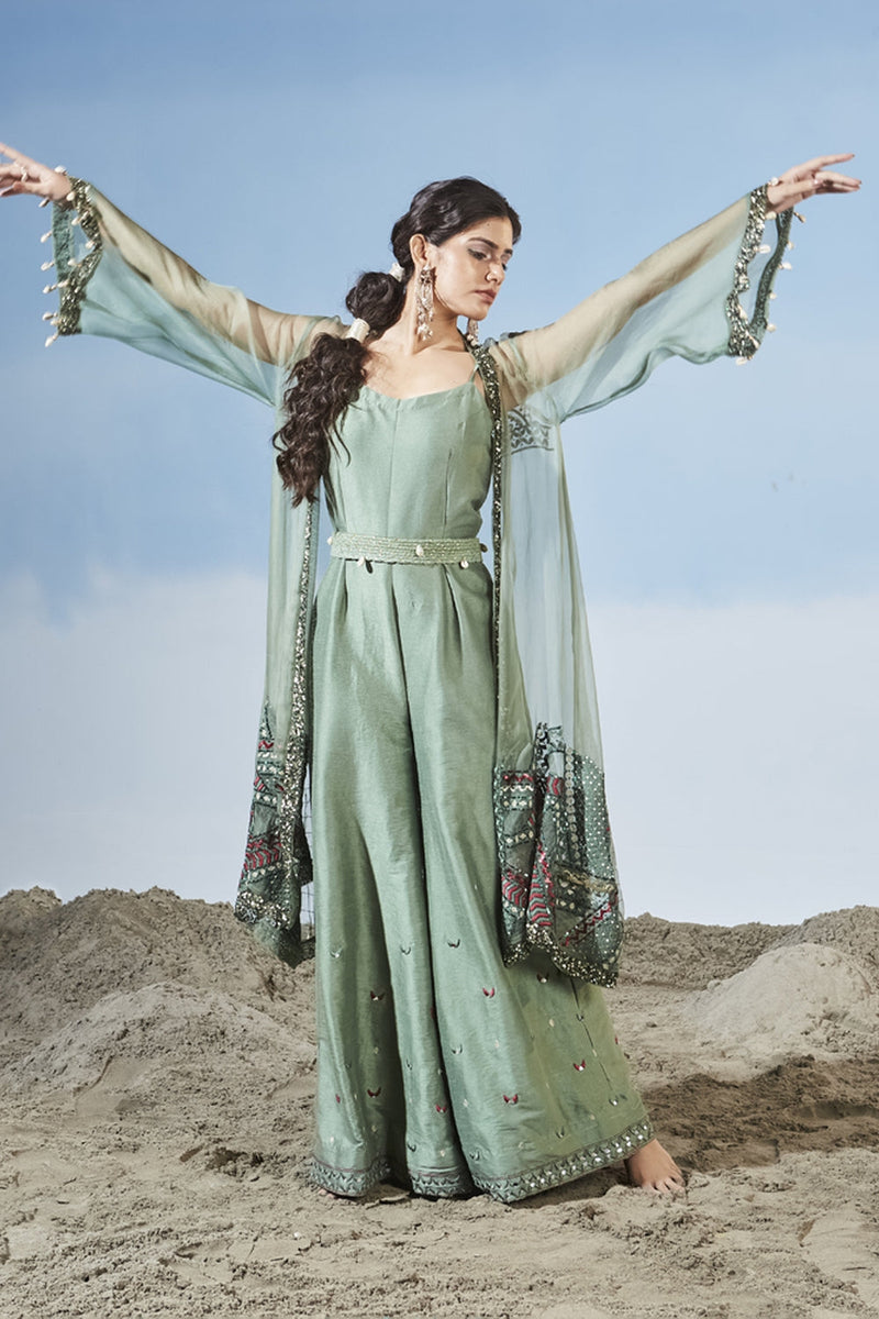 Azure Sea Jumpsuit With Cape