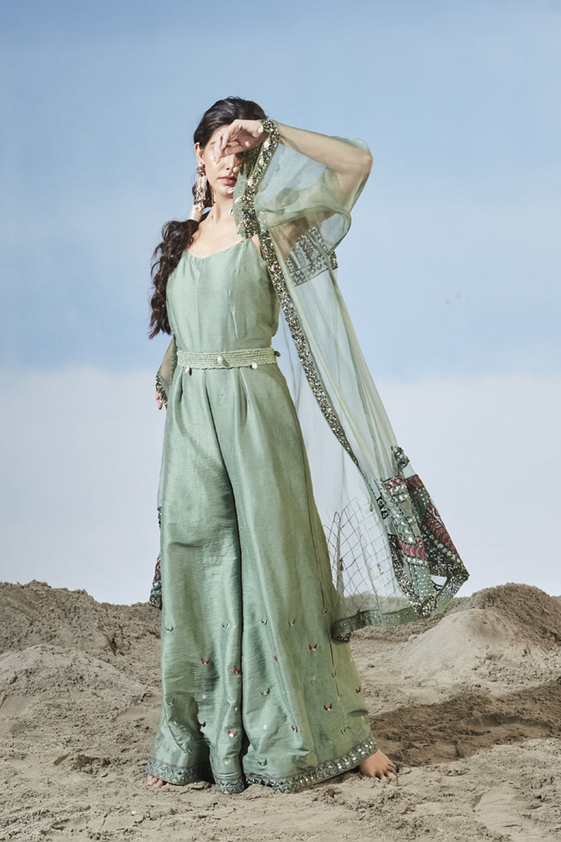 Azure Sea Jumpsuit With Cape