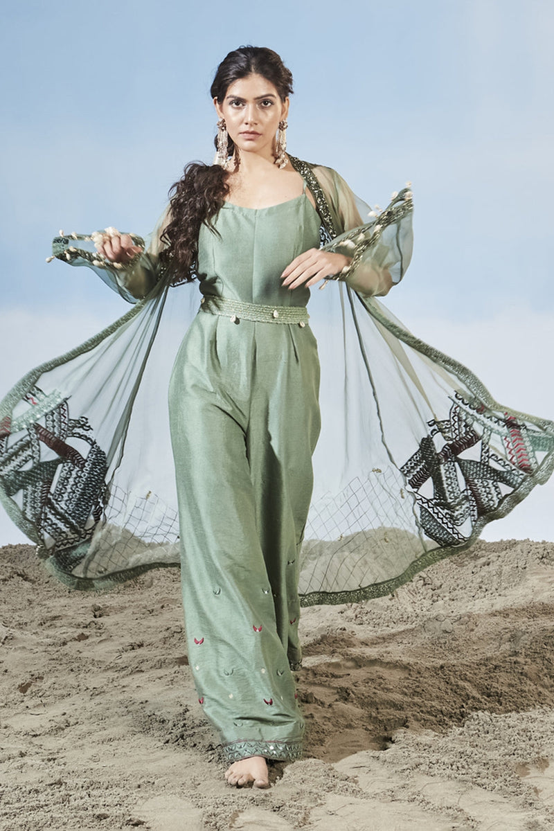 Azure Sea Jumpsuit With Cape