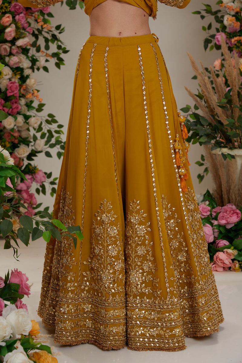 Musturd  Kurta With Sharara And Dupatta