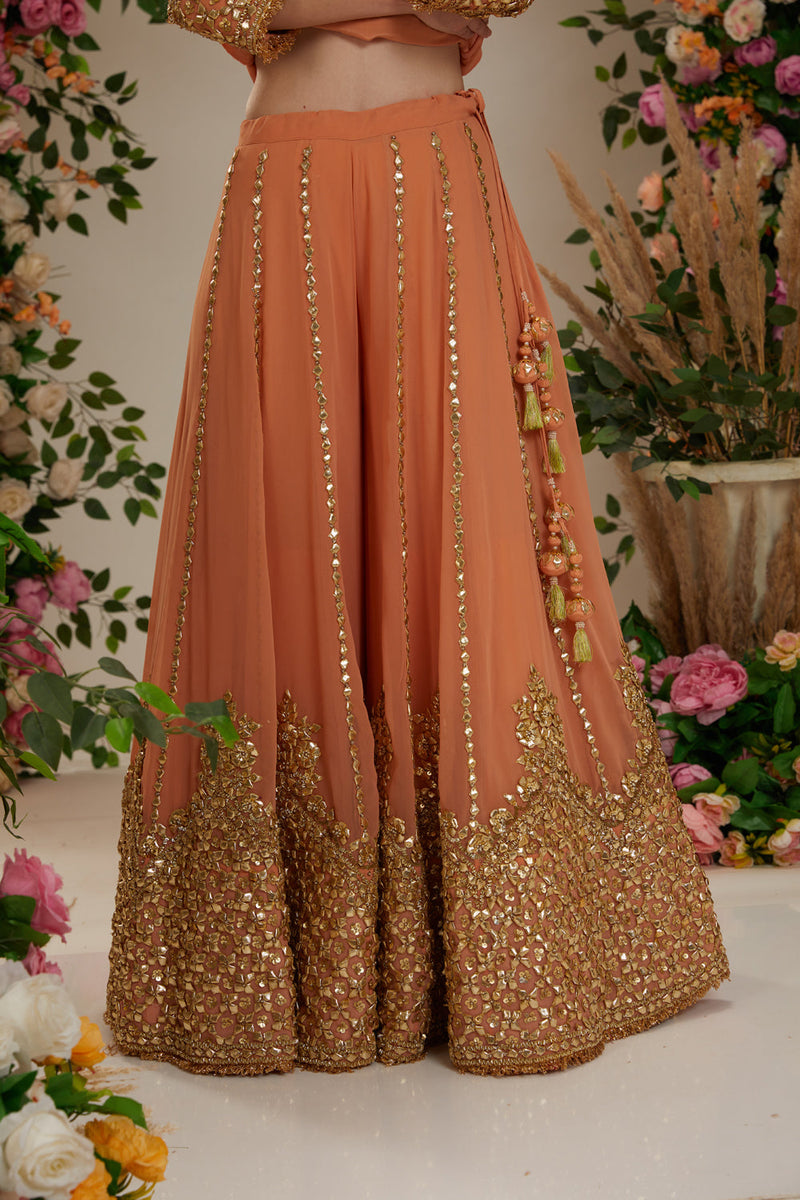 Peach Kurta With Sharara And Dupatta