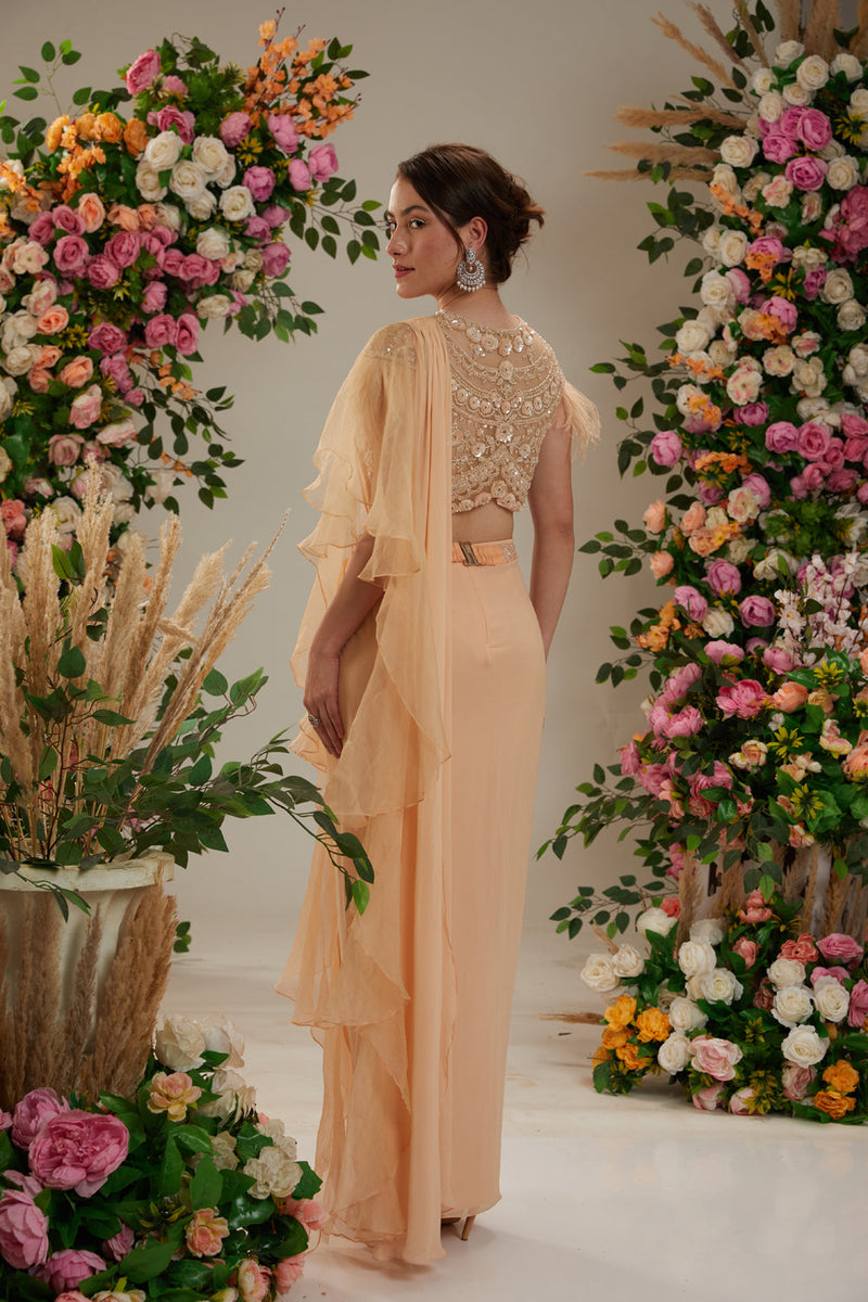 Peach Saree Set