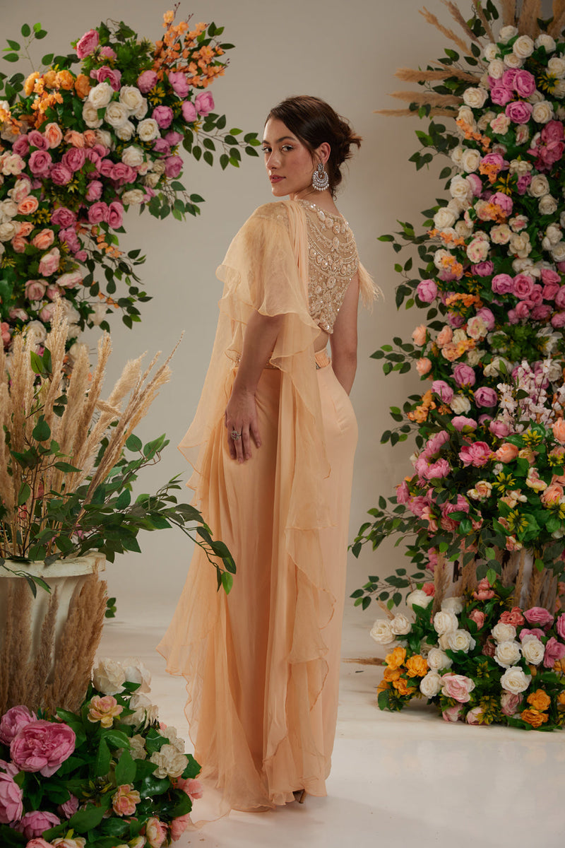 Peach Saree Set