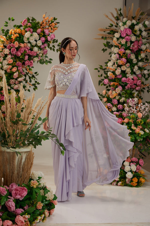 Mauve Saree Set