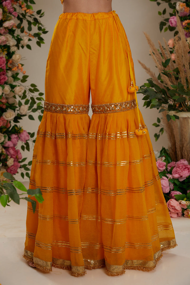 Yellow Kurta With Garara And Dupatta