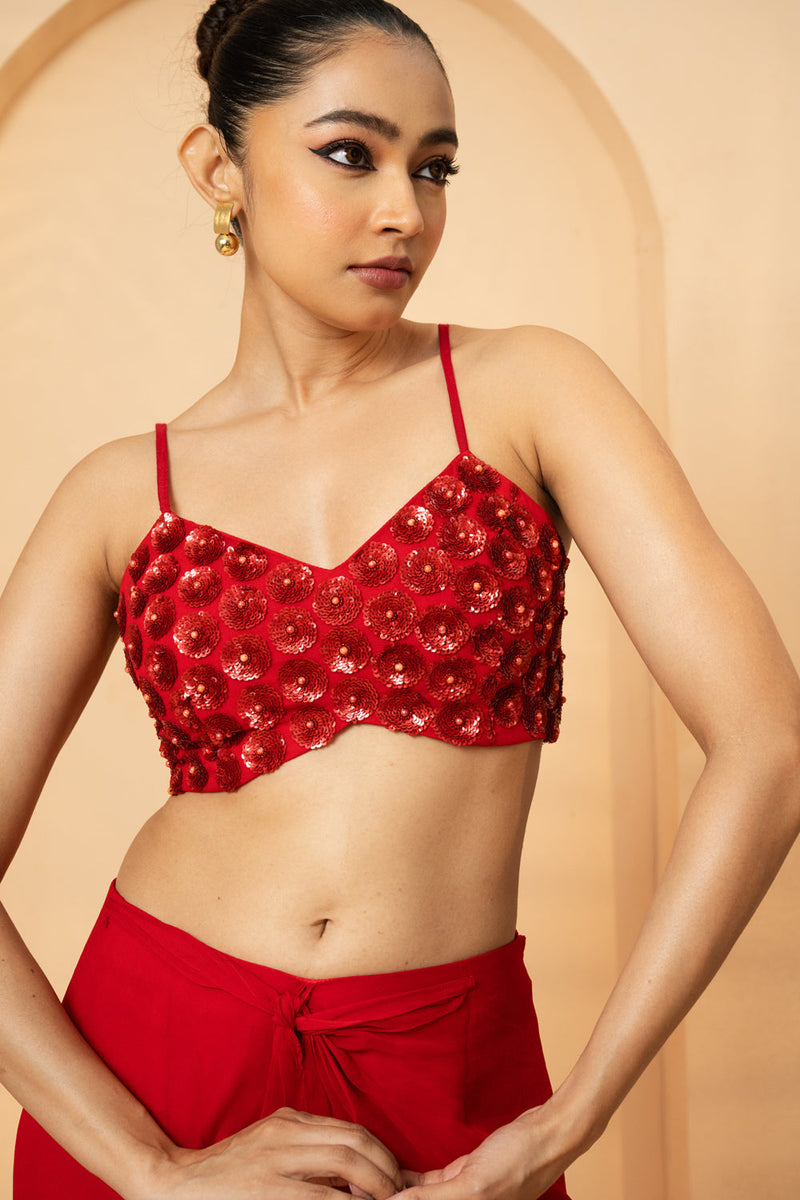Red Embroidered Co-Ord Set