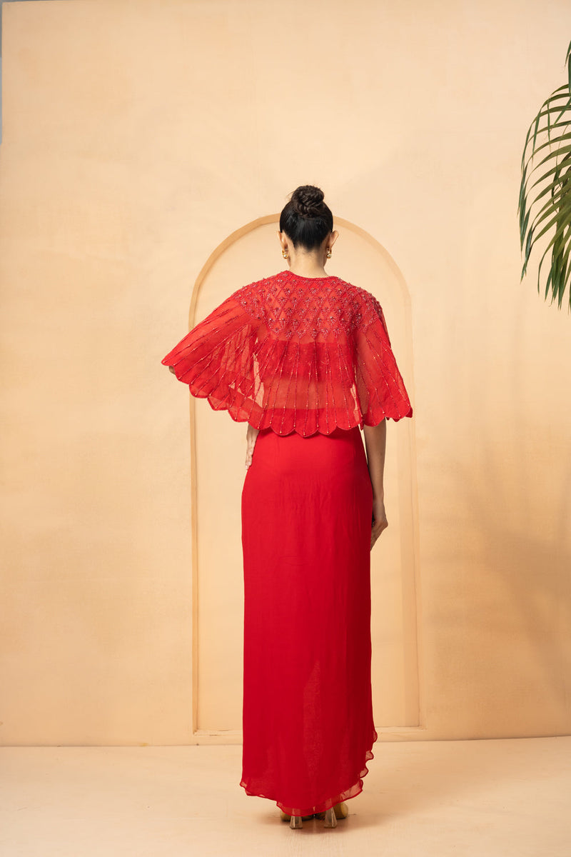 Red Embroidered Co-Ord Set