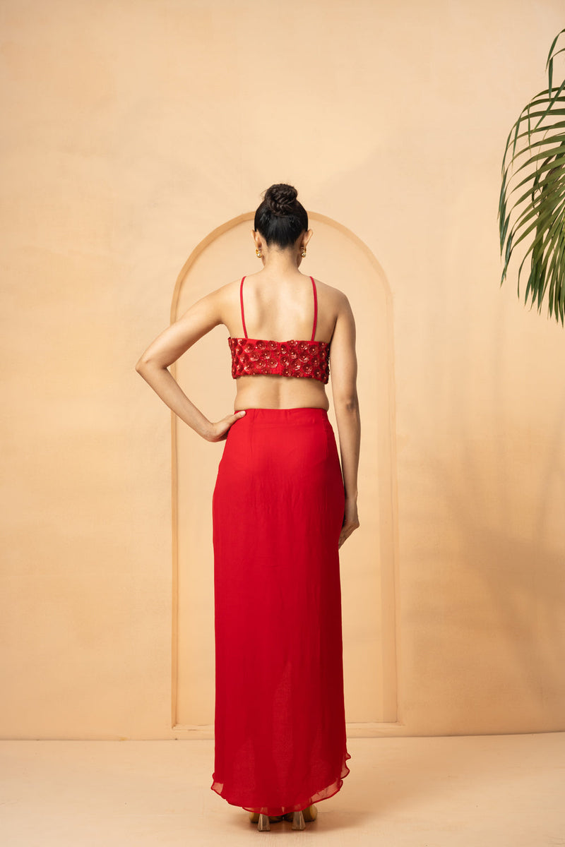 Red Embroidered Co-Ord Set