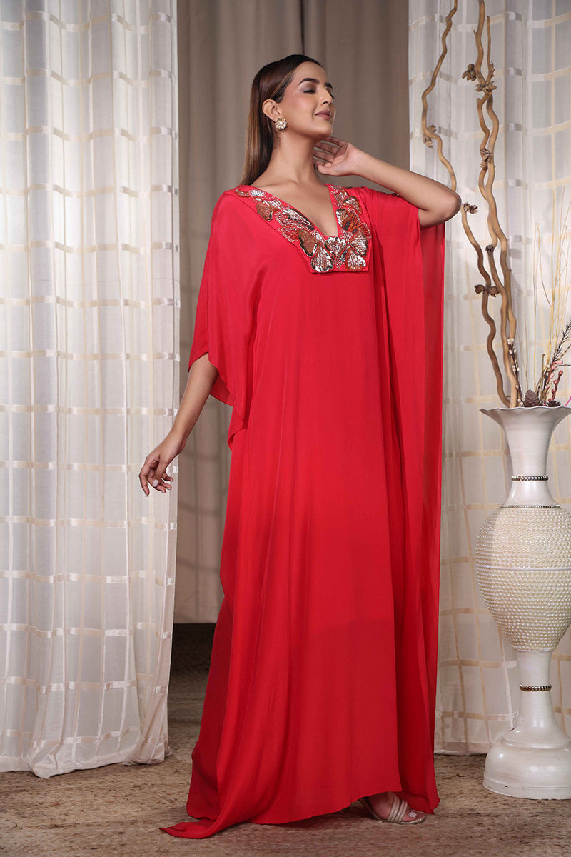 Red flowy kaftaan