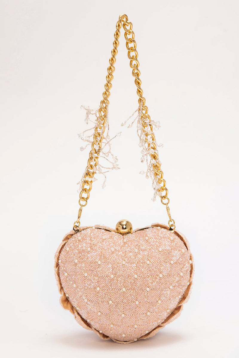 ISA BEADED HEART CLUTCH – BLUSH