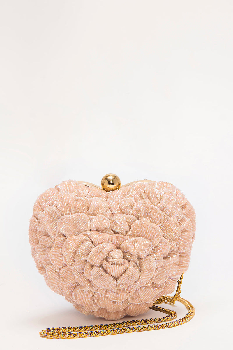 ISA BEADED HEART CLUTCH – BLUSH