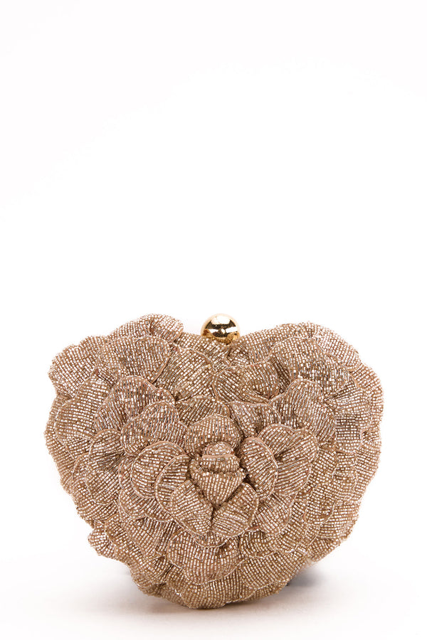ISA BEADED HEART CLUTCH – ROSEGOLD