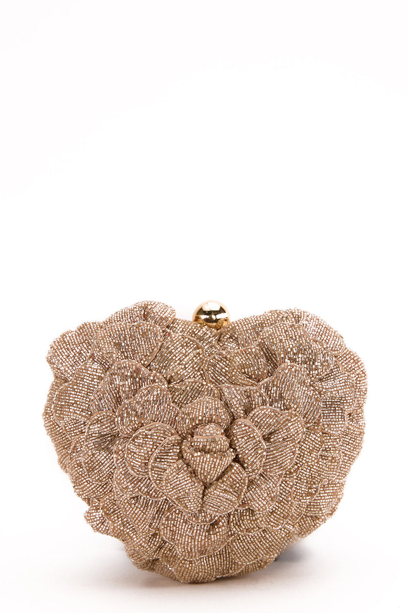 ISA BEADED HEART CLUTCH – ROSEGOLD