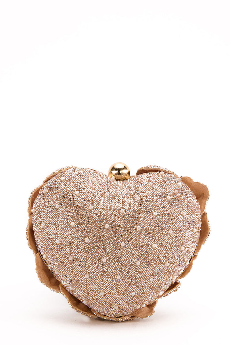ISA BEADED HEART CLUTCH – ROSEGOLD