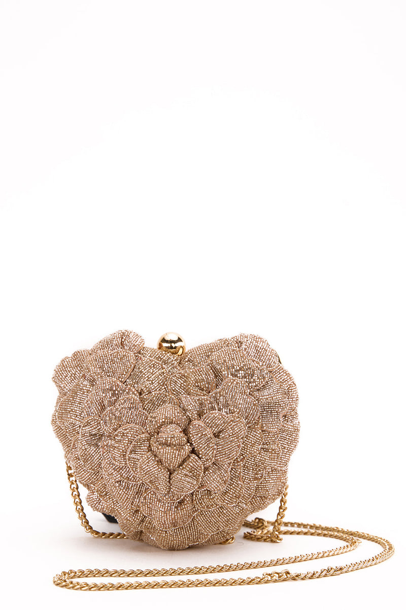 ISA BEADED HEART CLUTCH – ROSEGOLD