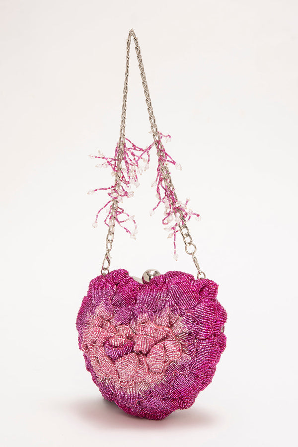 ISA BEADED HEART CLUTCH – ROSE