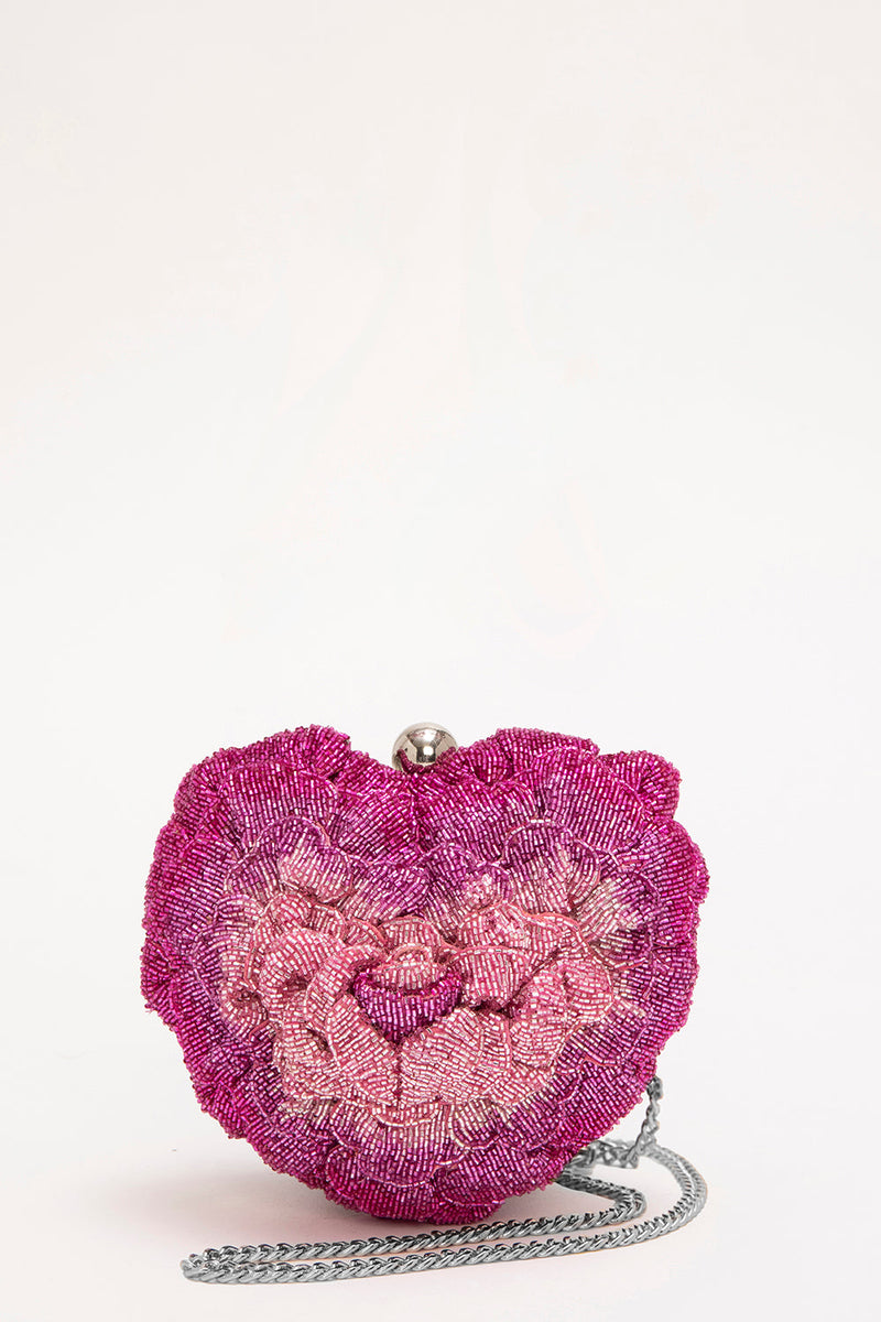 ISA BEADED HEART CLUTCH – ROSE