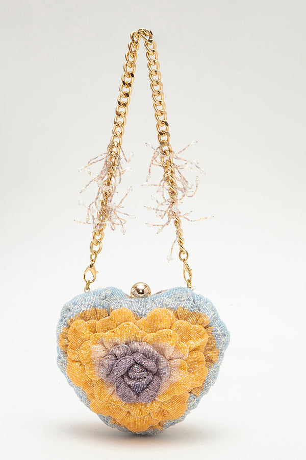 ISA BEADED HEART CLUTCH – SUMMER SUN