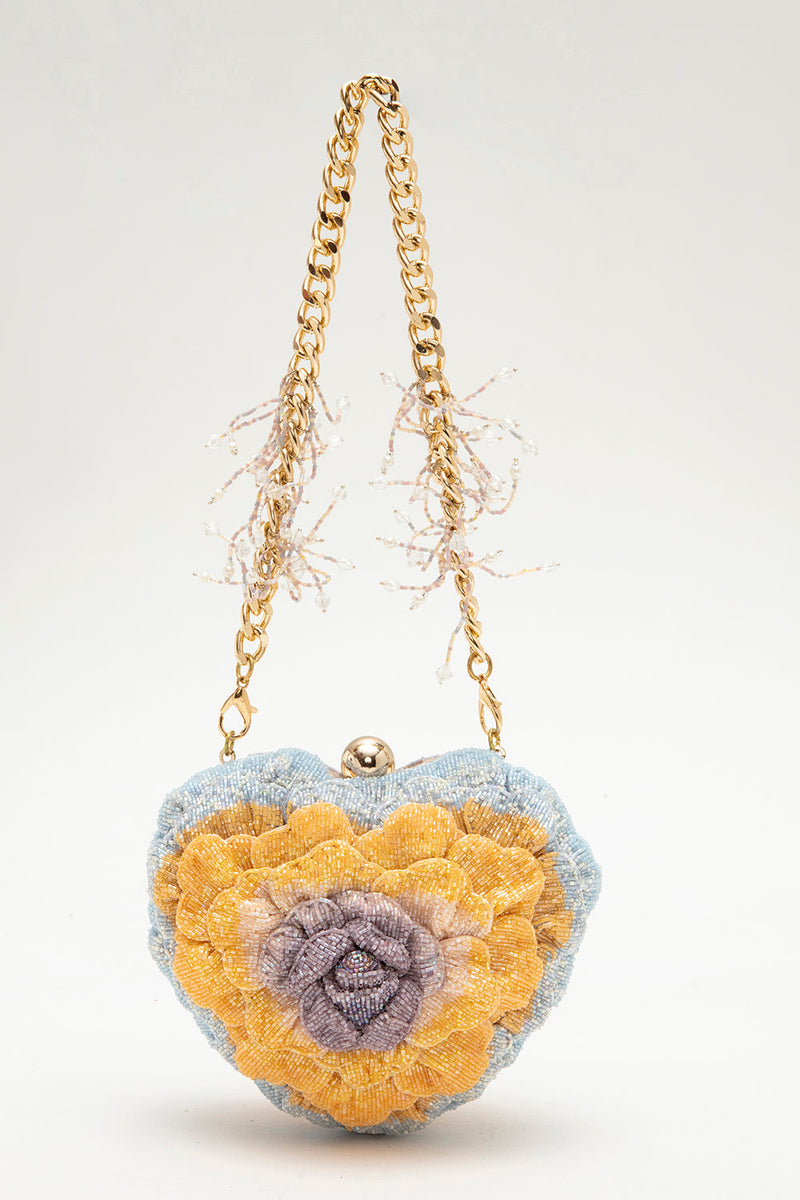 ISA BEADED HEART CLUTCH – SUMMER SUN