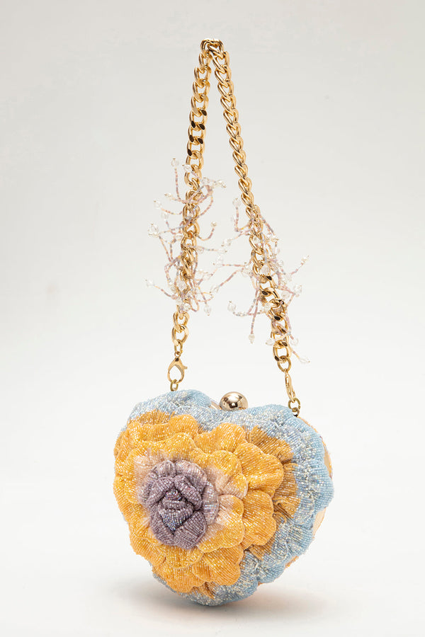 ISA BEADED HEART CLUTCH – SUMMER SUN