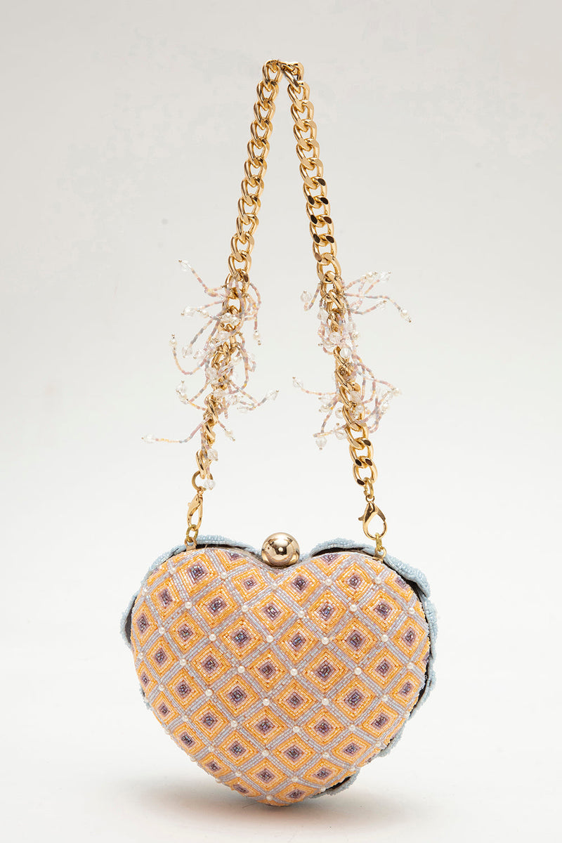 ISA BEADED HEART CLUTCH – SUMMER SUN