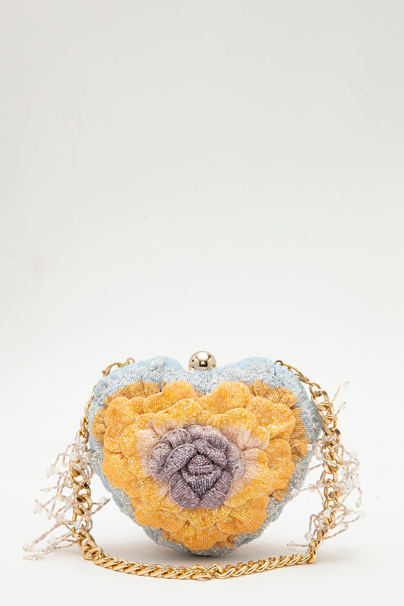 ISA BEADED HEART CLUTCH – SUMMER SUN