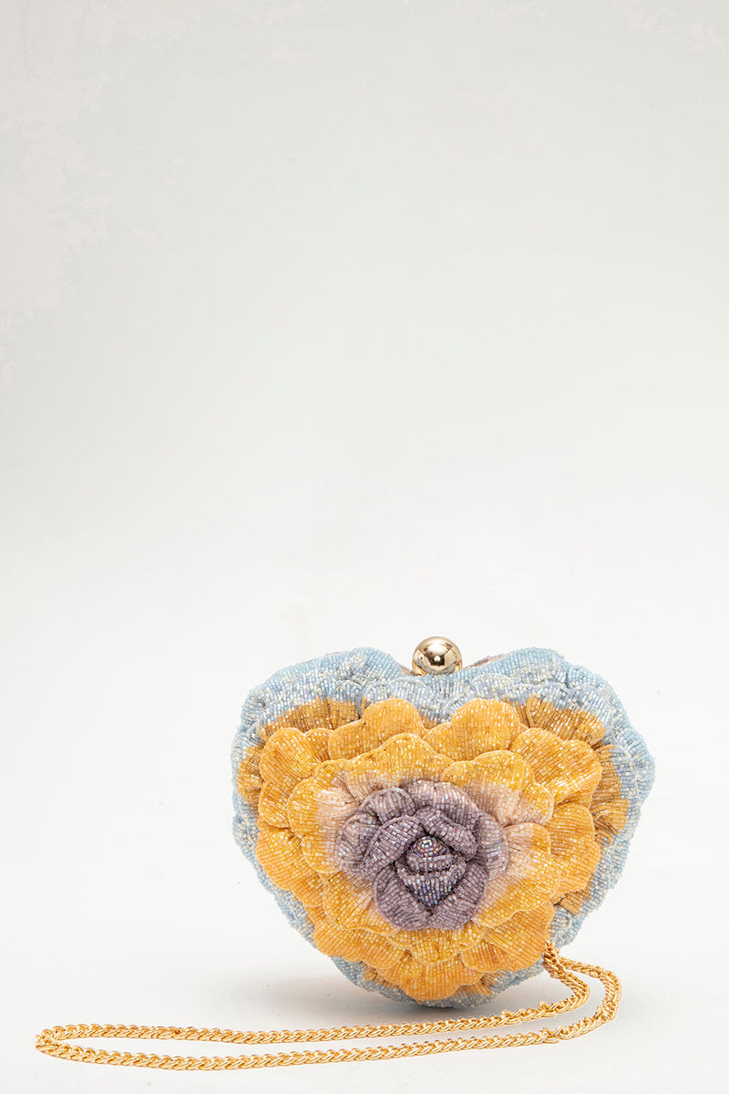 ISA BEADED HEART CLUTCH – SUMMER SUN