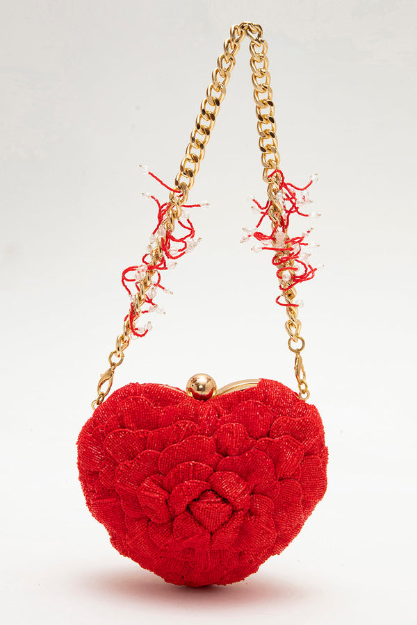 ISA BEADED HEART – BRIGHT CRIMSON
