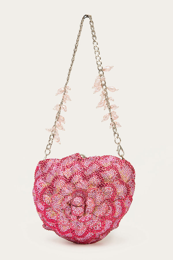 ISA CRYSTAL HEART CLUTCH- BLUSH