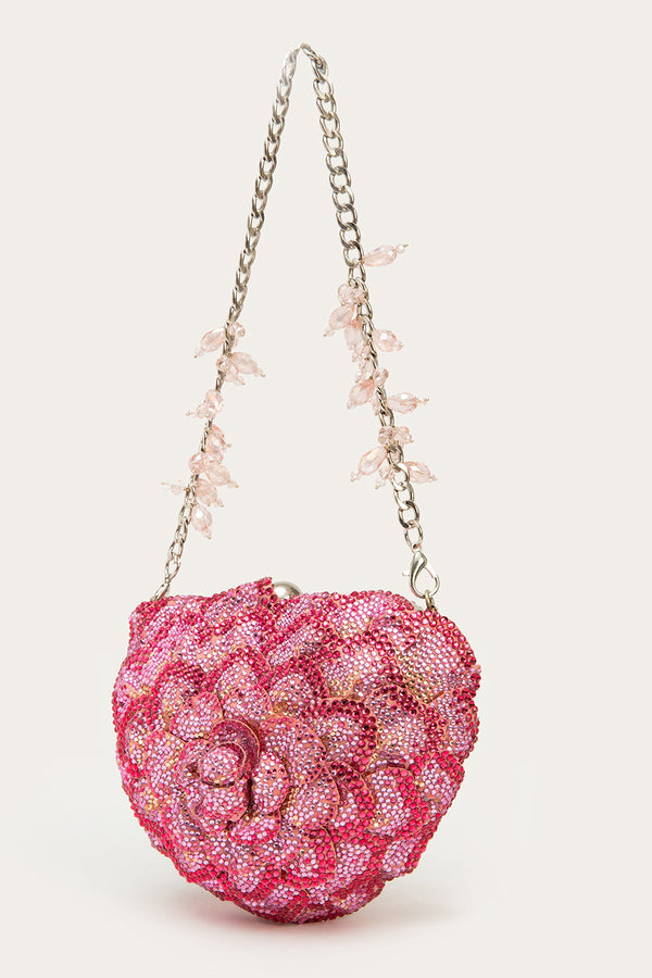 ISA CRYSTAL HEART CLUTCH- BLUSH