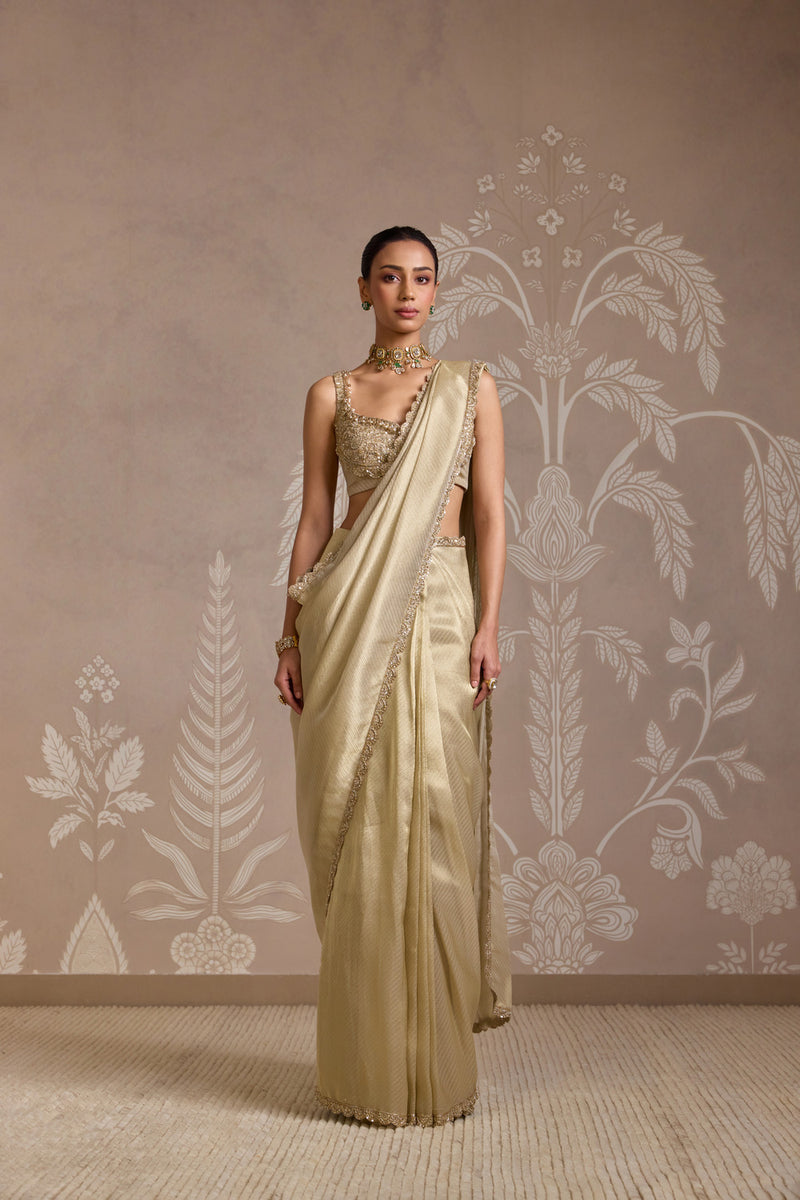 LIGHT GOLD SAREE SET