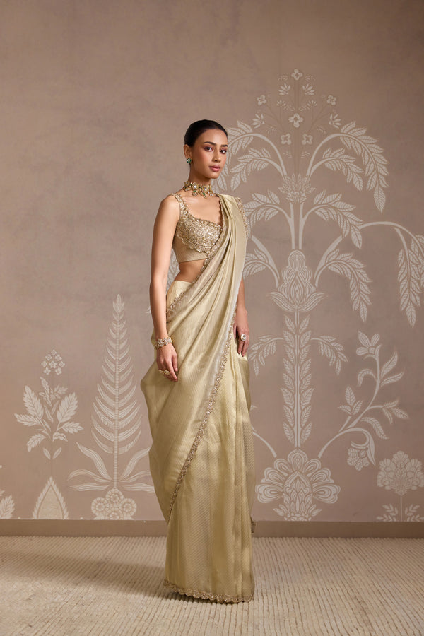 LIGHT GOLD SAREE SET