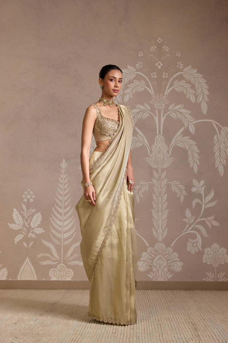 LIGHT GOLD SAREE SET