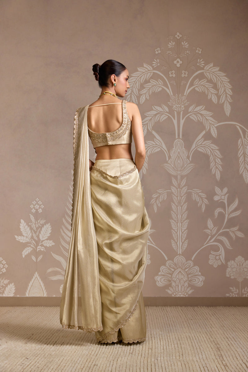 LIGHT GOLD SAREE SET