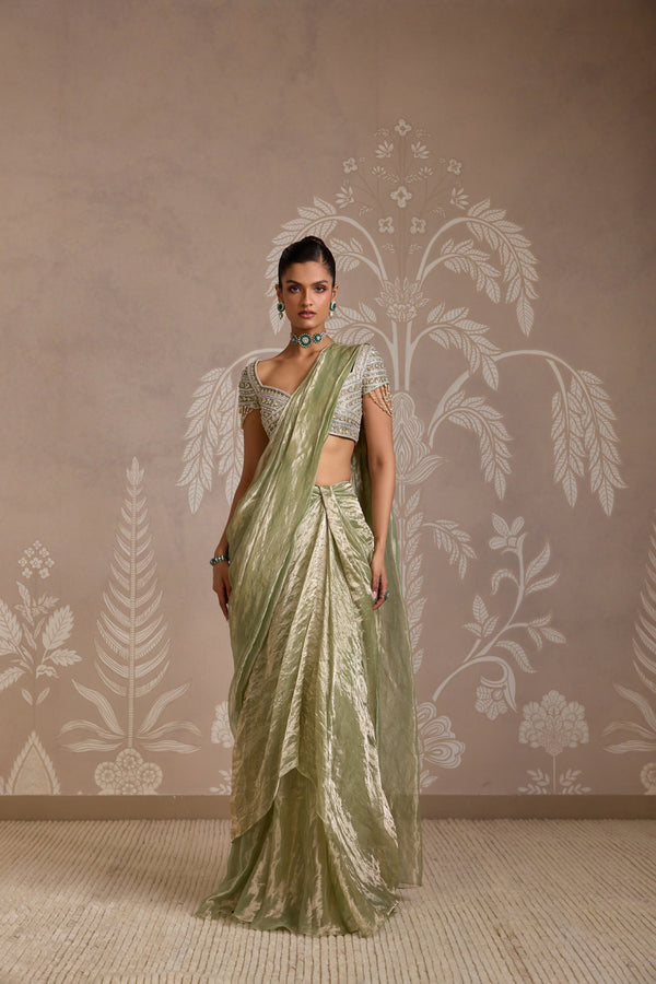 MINT GOLD SAREE SET