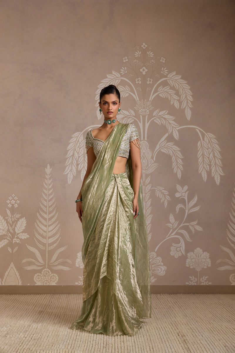 MINT GOLD SAREE SET