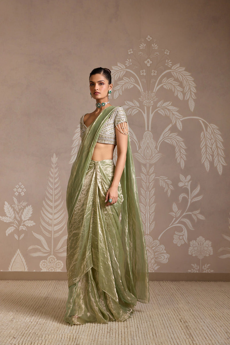 MINT GOLD SAREE SET