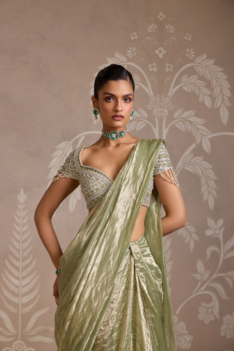 MINT GOLD SAREE SET