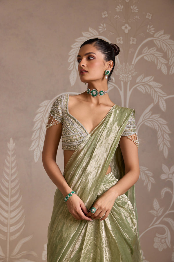MINT GOLD SAREE SET