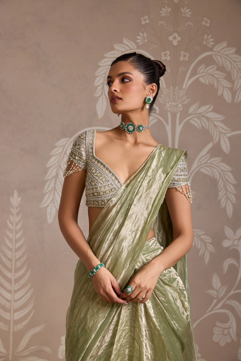 MINT GOLD SAREE SET