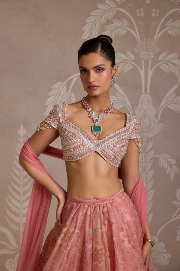 CORAL PRINT LEHENGA SET