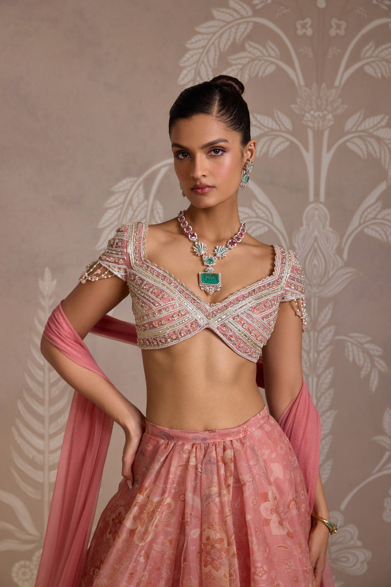CORAL PRINT LEHENGA SET