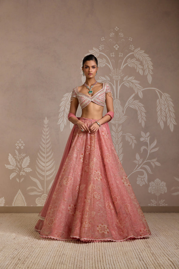 CORAL PRINT LEHENGA SET